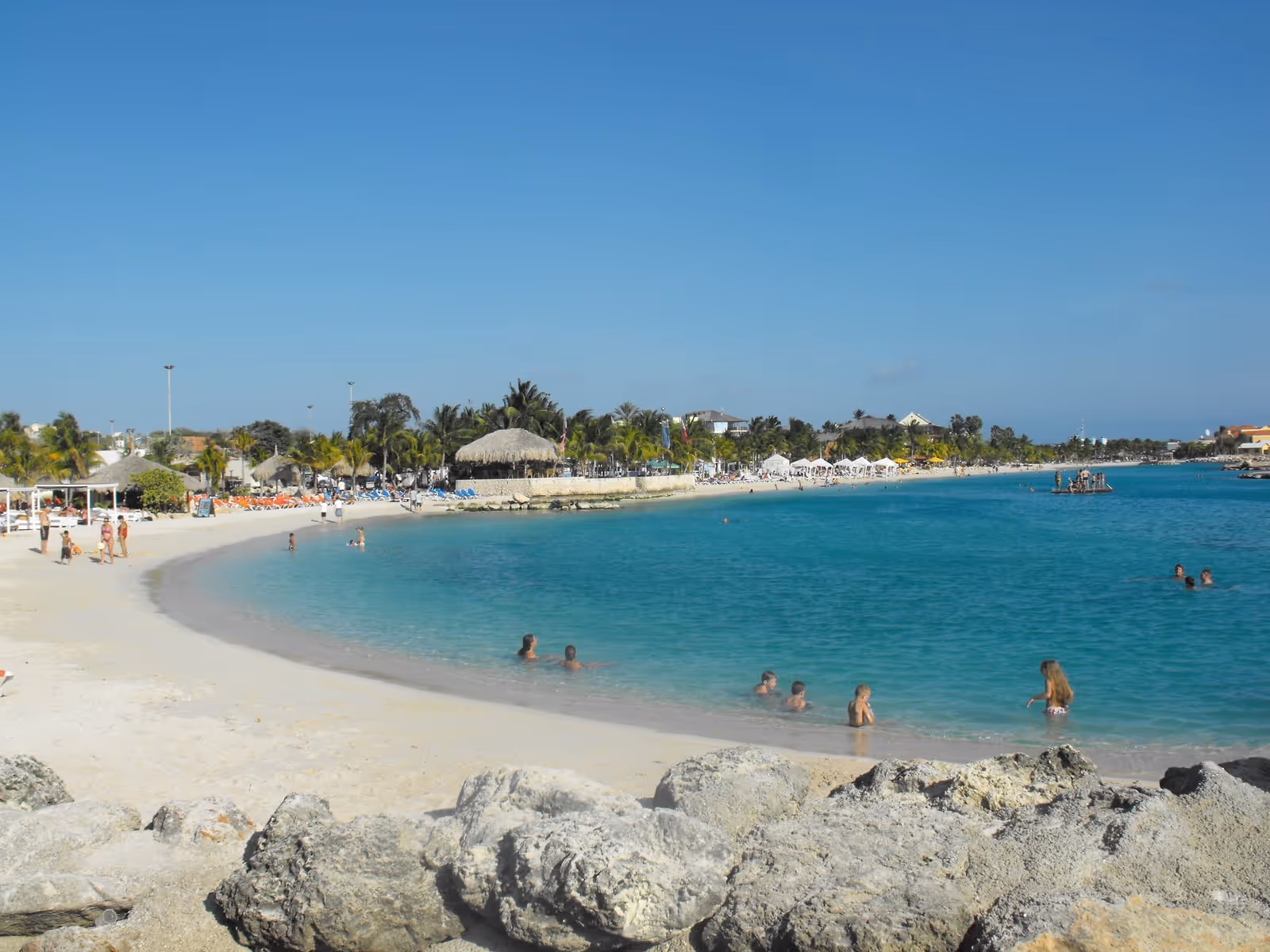 The lagoon at Cabana Beach: white sand around calm turquoise water