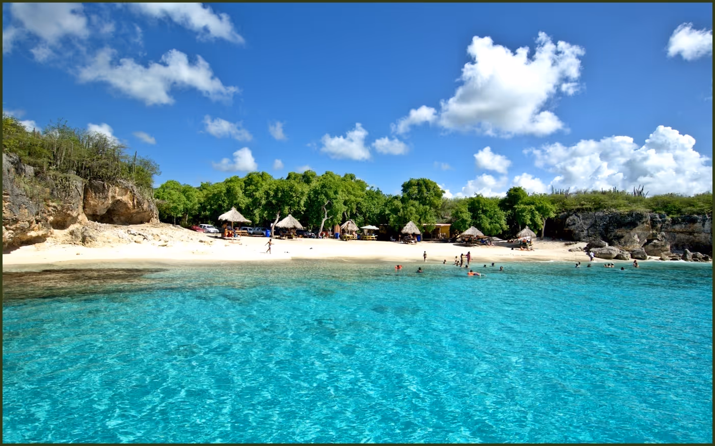 The beach at Kleine Knip, seen from a boat.